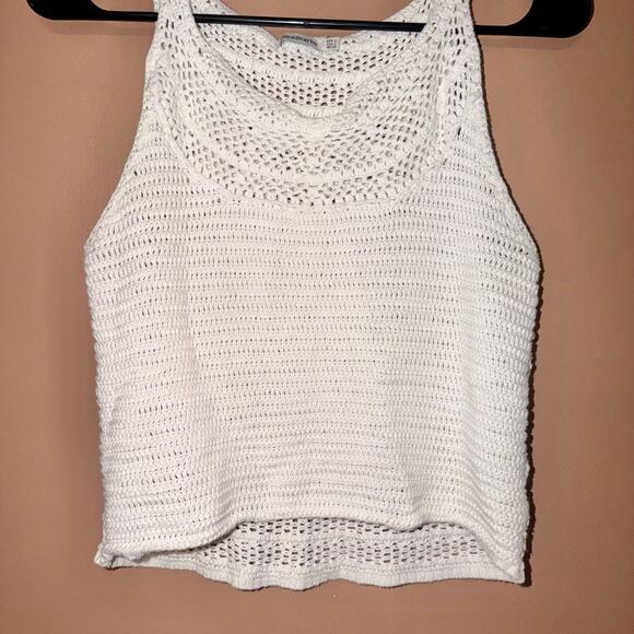 Stradivarius Women's White Knit Crop Sleeveless Top - Size Large - Picture 5 of 7